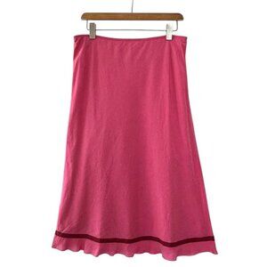 90s Vintage Banana Republic Cotton Silk Blend Dusky Pink Red Bias Cut Midi Skirt